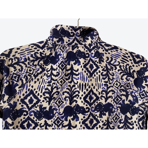 Lilly Pulitzer Women's Small 1/2 Zip Elephant Pattern Top Navy White - Picture 9 of 12